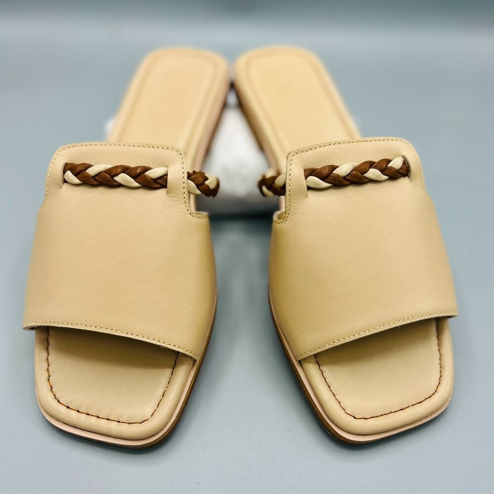 Avra Braided Slide Sandals in Natural Leather